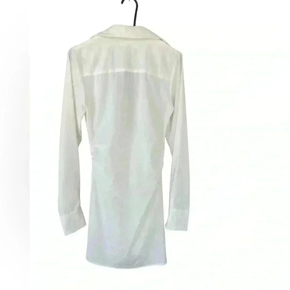 Choosy women’s draped cream ivory low Deep Plunge collar long sleeve button down - Picture 4 of 12